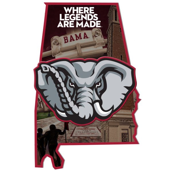 Alabama Crimson Tide - State of Alabama Single Layer Dimensional Wall Art Fashion