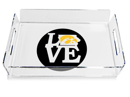 Iowa Hawkeyes - Iowa Love Black and Yellow Decorative Serving Tray Online Hot Sale