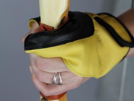 BOW HAND PROTECTOR   GLOVE, YELLOW AND BROWN LEATHER Supply