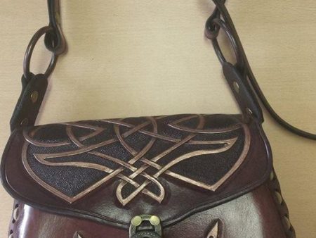 HANDCARVED LEATHER BAG WITH CELTIC DESIGN For Discount