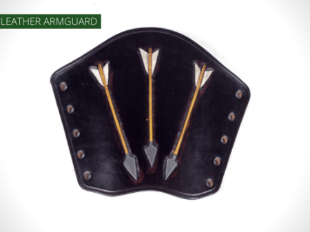 CARVED LEATHER ARMGUARD (ARROWS ON BLACK) Hot on Sale