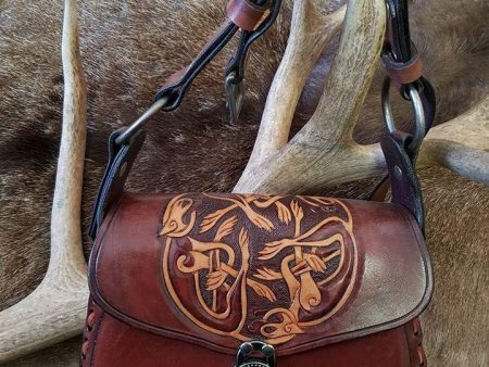 HANDCARVED LEATHER BAG WITH CELTIC DESIGN Fashion