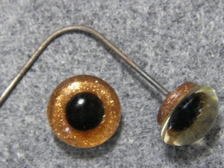 2 pr - 13 to 14mm -Gold Sparkle Solid Glass Eyes on Wire on Sale