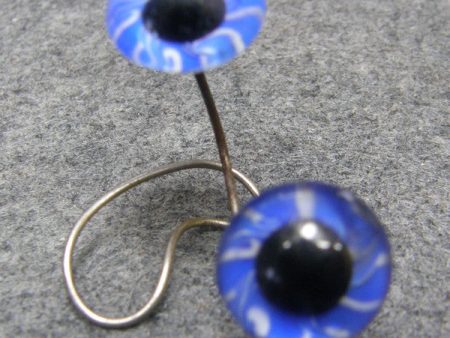 14mm Solid Glass Eyes with Wire in Back - Blue and White Stripe 5pr. Online