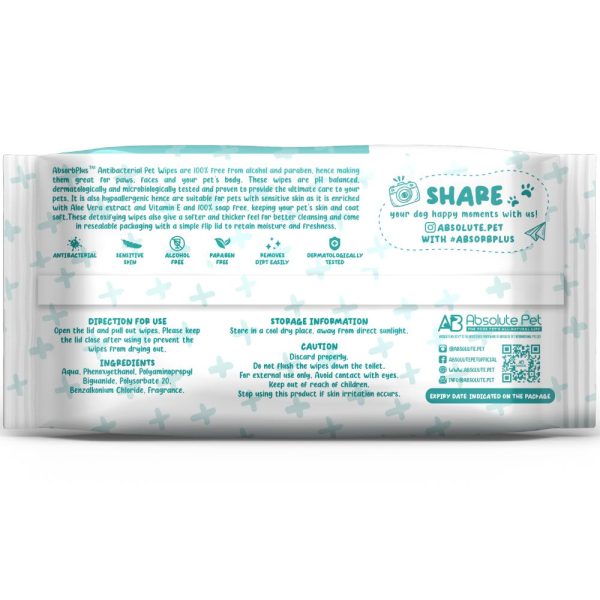 4 FOR $15: Absorb Plus Antibacterial Baby Powder Scented Pet Wipes 80ct Online Sale