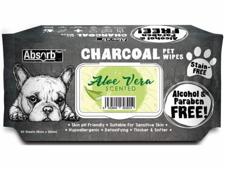 4 FOR $20: Absorb Plus Charcoal Aloe Vera Scented Pet Wipes 80ct For Discount