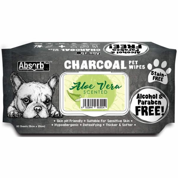 4 FOR $20: Absorb Plus Charcoal Aloe Vera Scented Pet Wipes 80ct For Discount