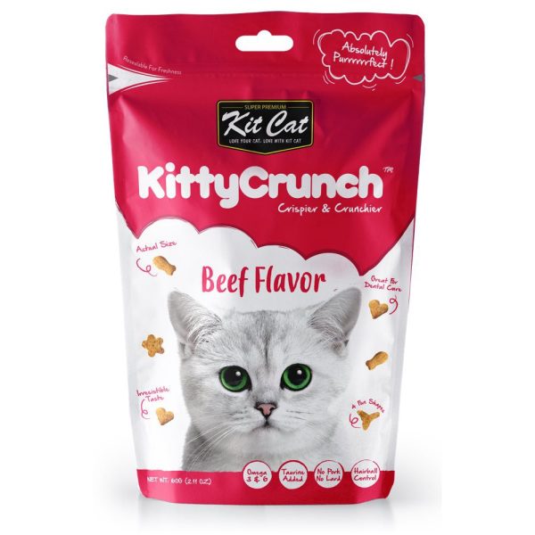 5 FOR $14: Kit Cat KittyCrunch Beef Flavor Cat Treats 60g Discount