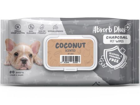 4 FOR $20: Absorb Plus Charcoal Coconut Scented Pet Wipes 80ct Sale