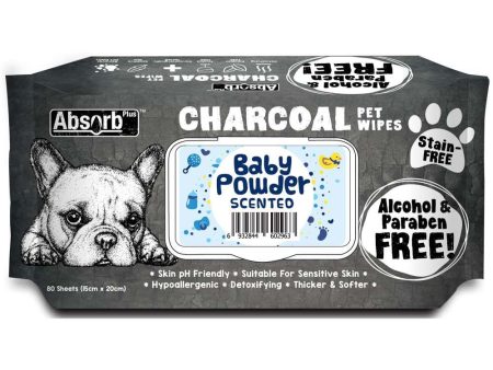 4 FOR $20: Absorb Plus Charcoal Baby Powder Scented Pet Wipes 80ct Hot on Sale