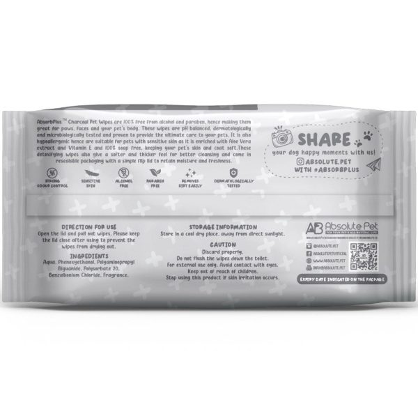 4 FOR $20: Absorb Plus Charcoal Lemon Scented Pet Wipes 80ct For Discount