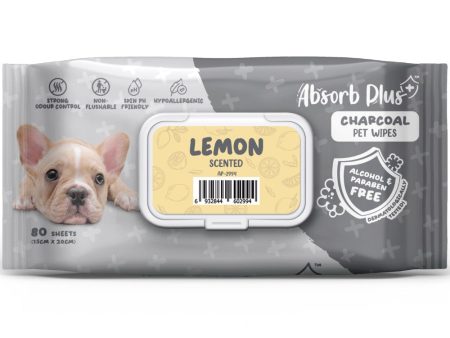 4 FOR $20: Absorb Plus Charcoal Lemon Scented Pet Wipes 80ct For Discount